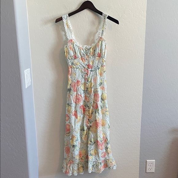 Anthropologie Ruffled Citrus Eyelet Dress- XXS - Picture 5 of 9